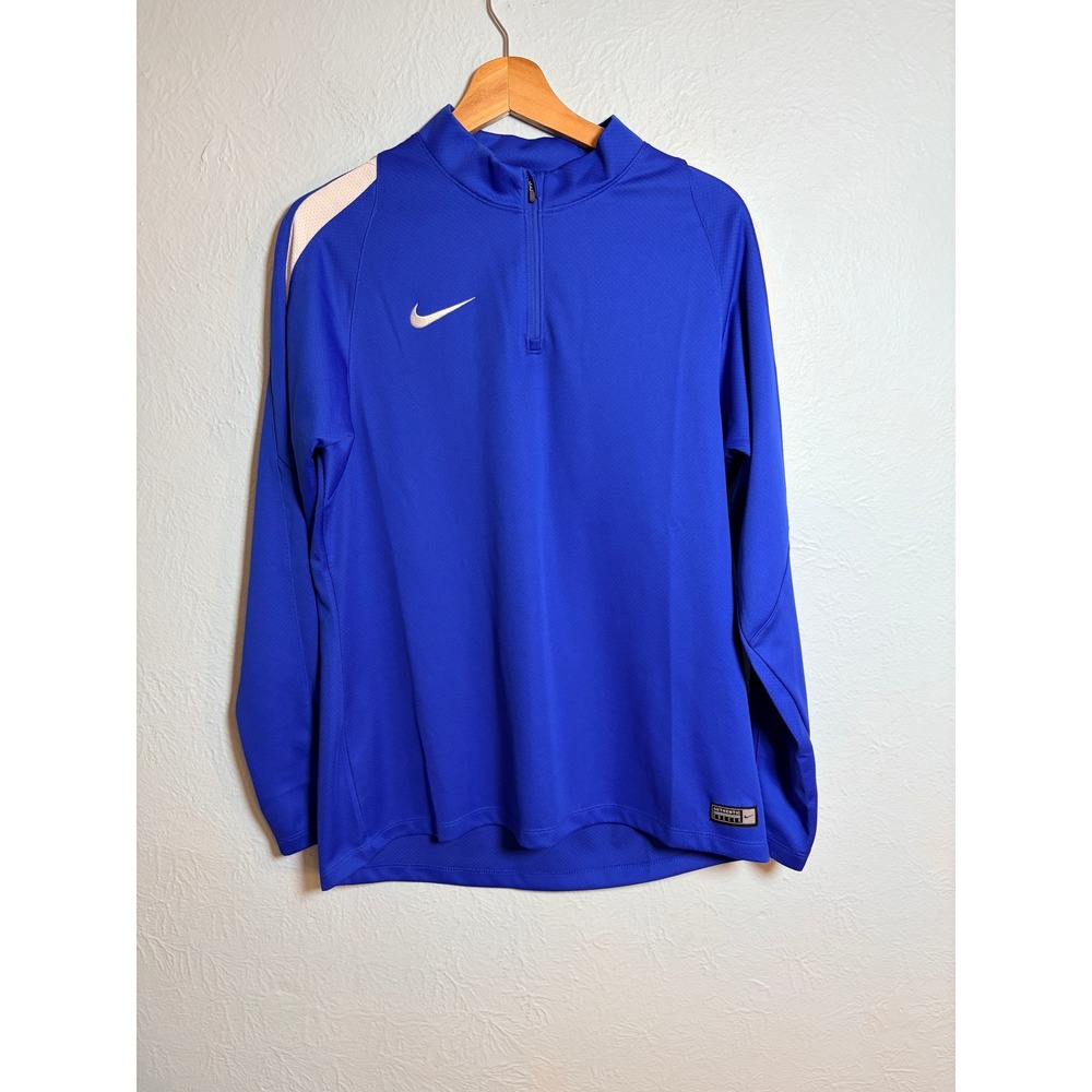 Nike Soccer Pullover Large Blue Dri-FIT Quarter Zip Training Top Sporty